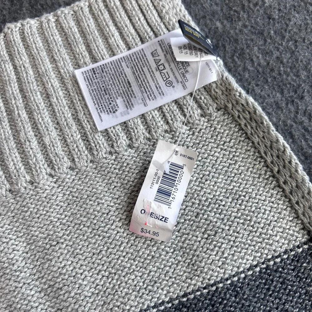 Gap Mens Womens Grey Colorblock Knit Scarf Cotton Blend One Size New